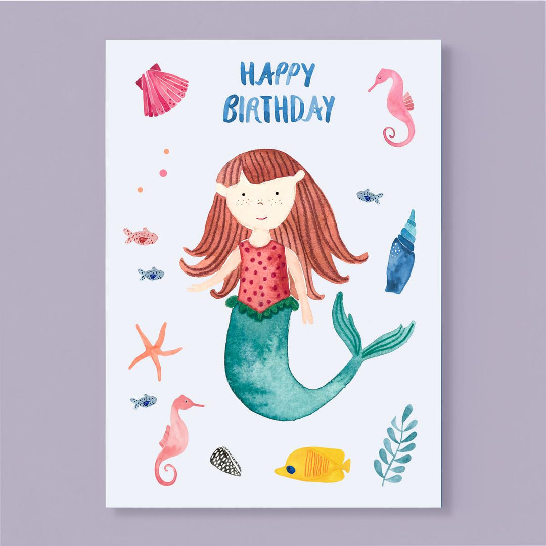 Geburtstagskarte mit Meerjungfrau