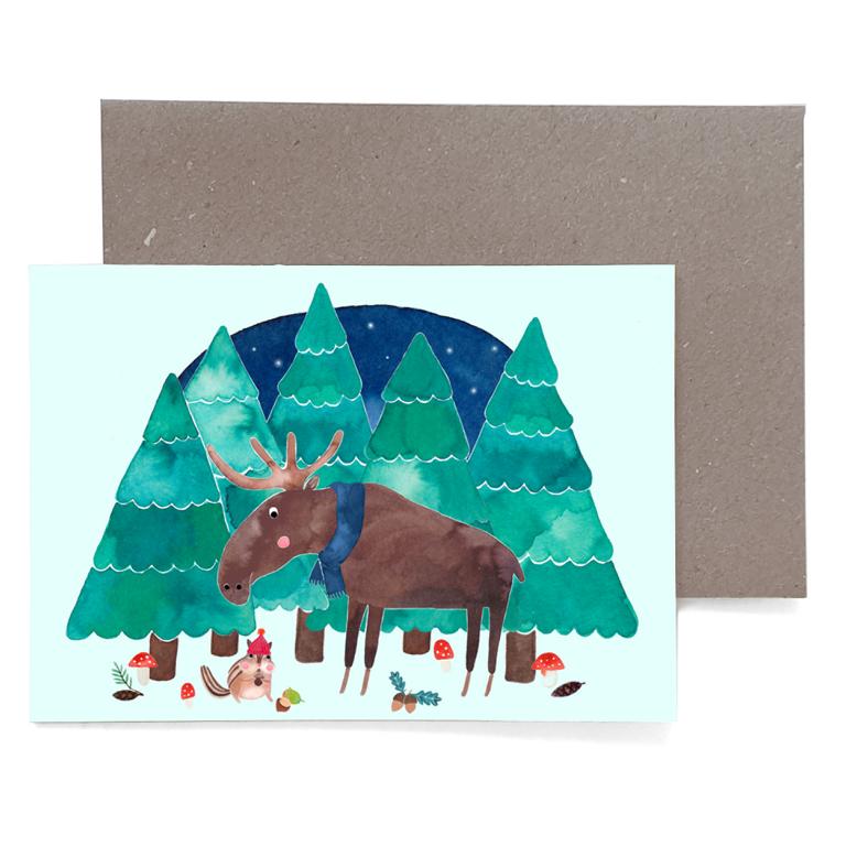 Weihnachtskarte *Elch* (Klappkarte)