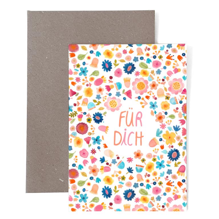 Klappkarte *Für Dich* mit Blumen
