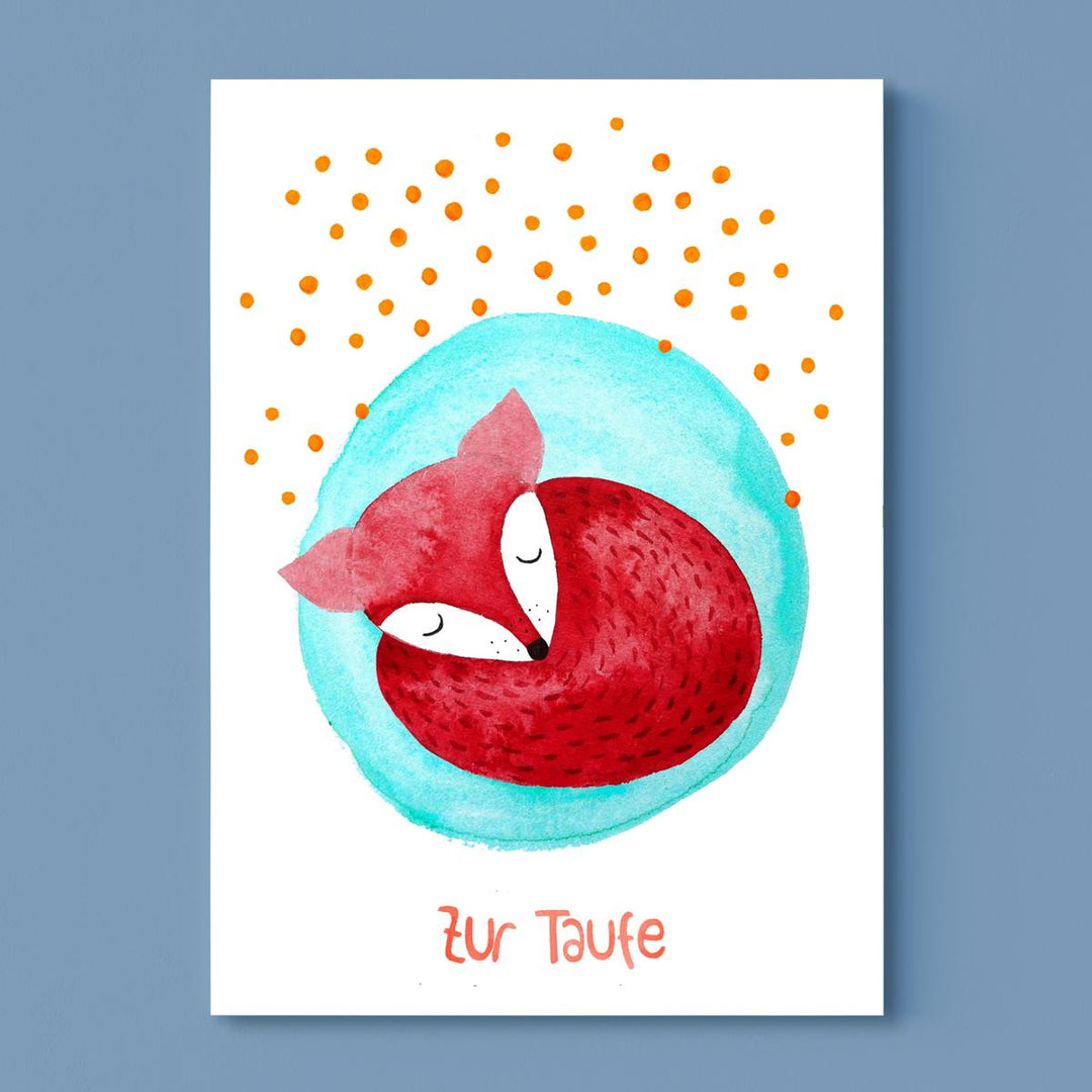 Postkarte *Zur Taufe* mit Füchslein