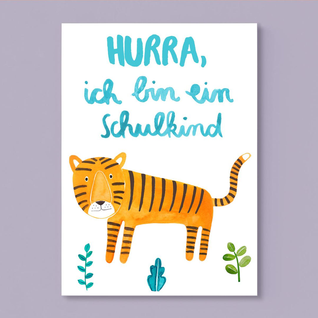 Einschulungskarte *Schulkind* mit Tiger