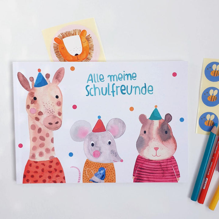 Freundebuch *Alle meine Schulfreunde* mit Giraffe, Maus & Hamster