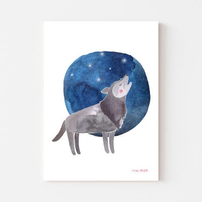 Print A3 *Wolf im Mondschein*