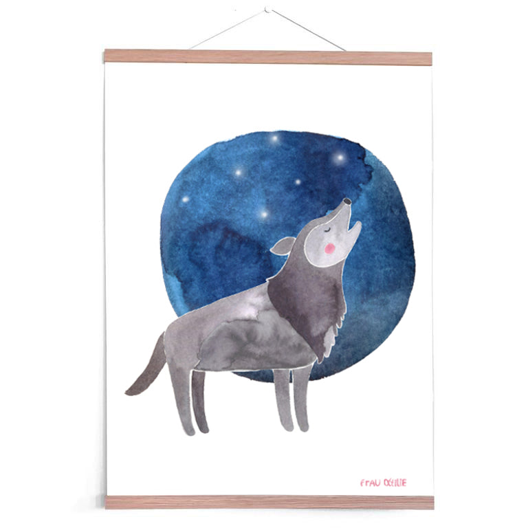 Print A3 *Wolf im Mondschein*