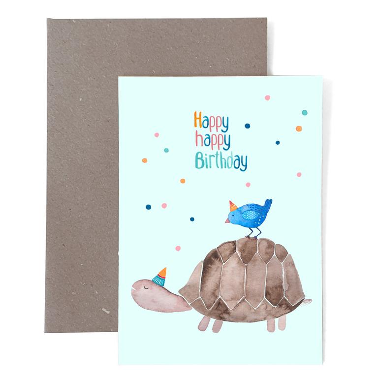 Klappkarte zum Geburtstag *Happy Birthday* mit Schildkröte