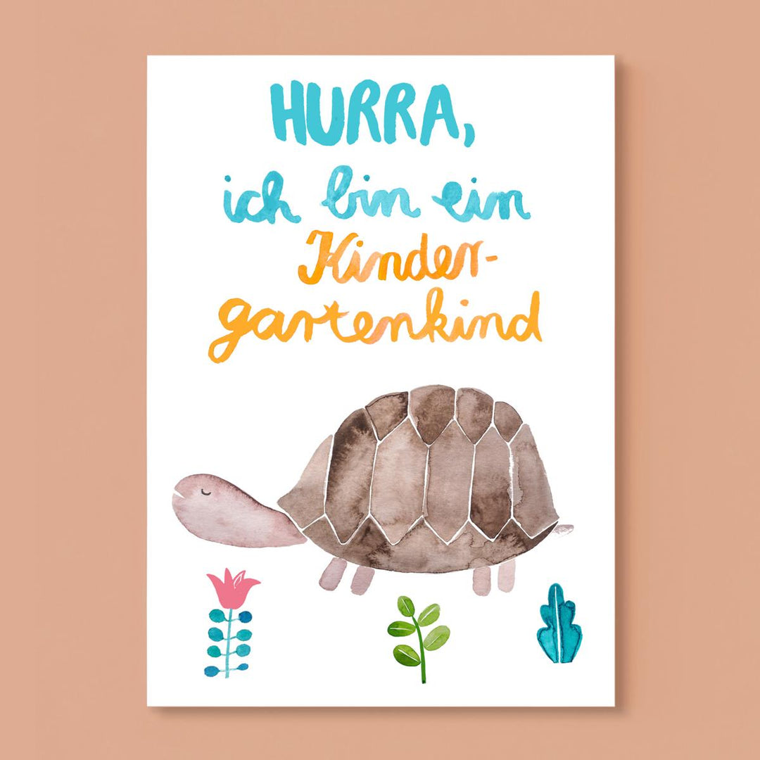 Postkarte *Kindergartenkind* mit Schildkröte