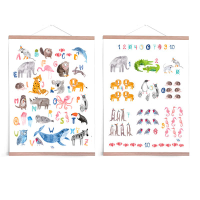 Set ABC Poster & Zahlenposter *Tiere* (pastell)
