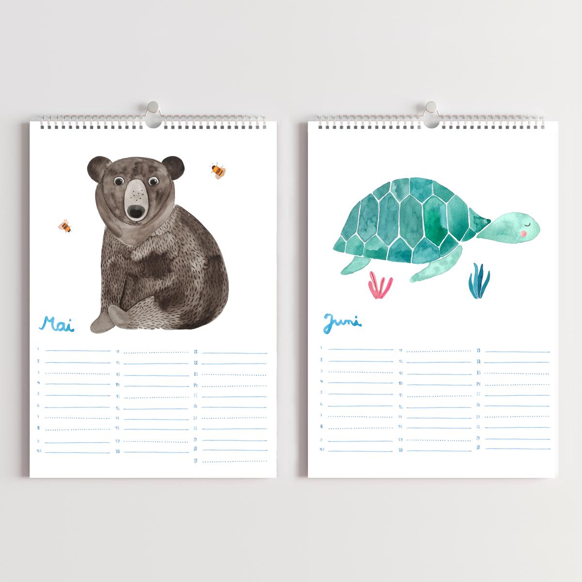 Geburtstagskalender *Kalendarium der Tiere* (A4) Edition "Dschungel"