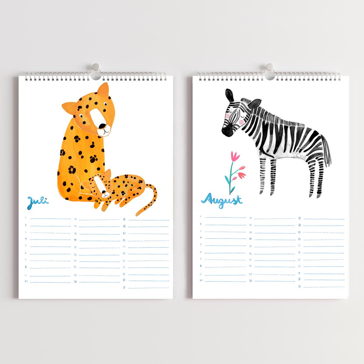 Geburtstagskalender *Kalendarium der Tiere* (A4) Edition "Dschungel"