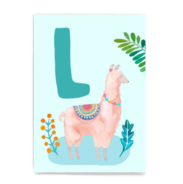 ABC Karte "L wie Lama“ (Tier ABC)