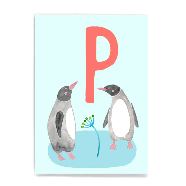ABC Karte P wie Pinguin“ (Tier ABC)