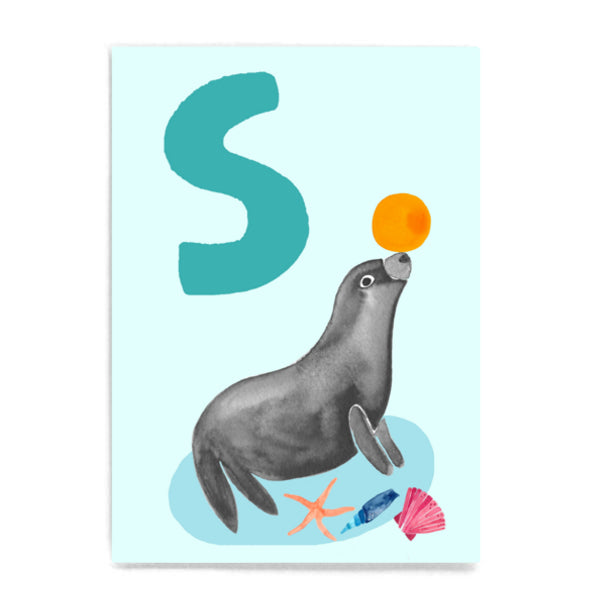 ABC Karte "S wie Seehund“ (Tier ABC)