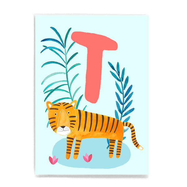 ABC Karte "T wie Tiger“ (Tier ABC)