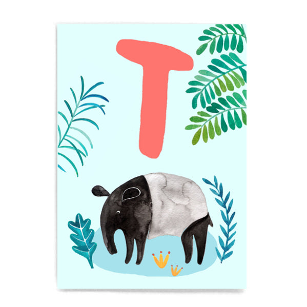 ABC Karte "T wie Tapir“ (Tier ABC)
