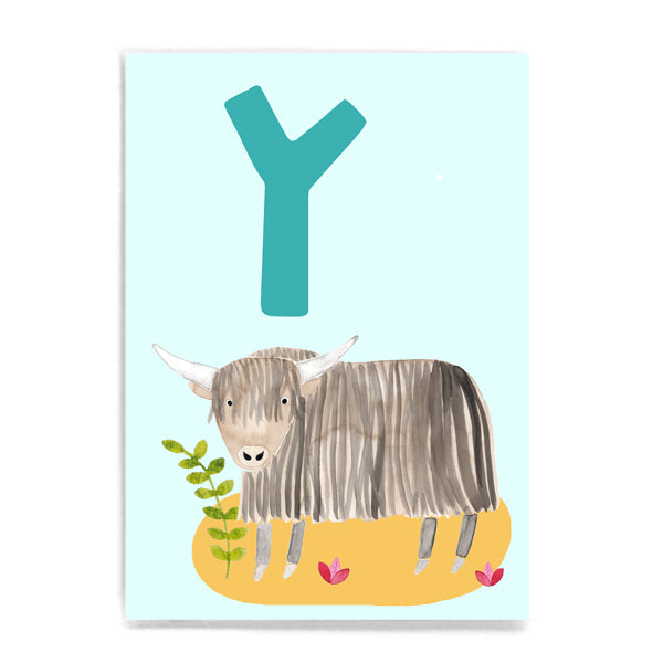 ABC Karte "Y wie Yak“ (Tier ABC)